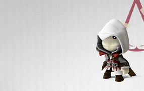 Персонаж игры Little Big Planet, светлый фон