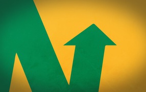 Зеленая стрела на желтом фоне