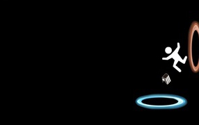 Человек перемещается в портале, черный фон