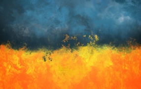 Желтое пламя и синий дым