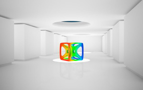 Трех цветная фигура в белой комнате