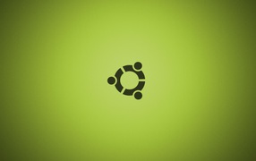 Черный символ Ubuntu на зеленом фоне