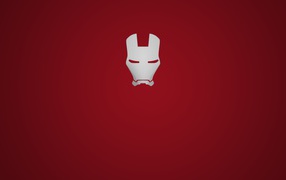 Белая маска Железного человека, красный фон