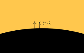 Ветрогенераторы, черно оранжевый фон
