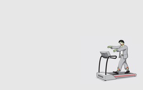 Зомби на беговой дорожке, серый фон