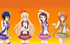 Девочки аниме в клетчатых нарядах