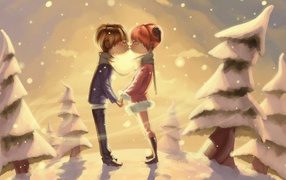 Мальчик и девочка в лесу