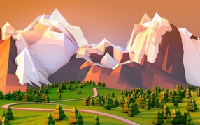 Кубический горный пейзаж