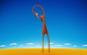 Лемур на шее жирафа, мультфильм