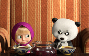 Маша кушает варенье, мультфильм Маша и медведь