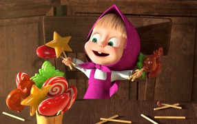 Маша рада леденцам, мультфильм Маша и медведь