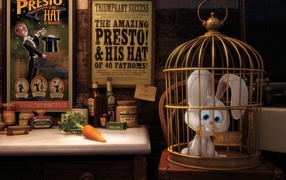 Грустный кролик в клетке, мультфильм