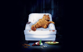 Неряшливый Гарфилд на кресле