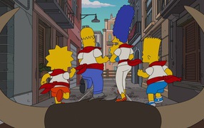 Симпсоны убегают от быка