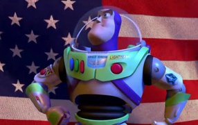 Робот на фоне флага, мультфильм История игрушек