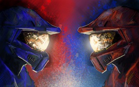 Два персонажа мультфильма Red vs. Blue