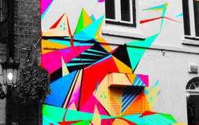 Яркие краски на стене дома в Дублине