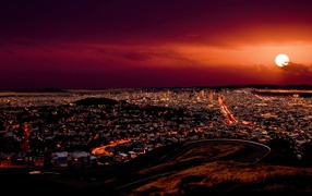 Большой ночной город в Аргентине