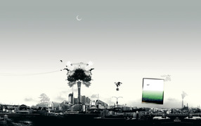 Летающий слон над городом