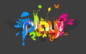 Цветная надпись играть