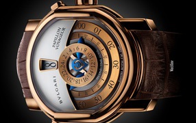 Дорогие часы на коричневом кожанном ремешке