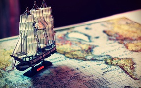 Модель корабля на карте мира