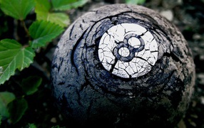 Старый бильярдный шар в лесу