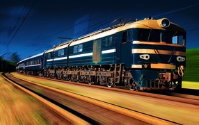 Пассажирский поезд на перегоне