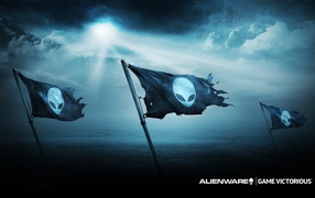 Pirate flag with an alien