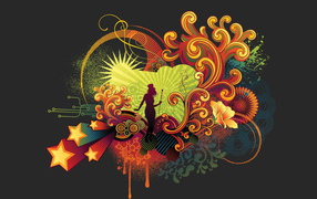 Силуэт девушки на орнаменте