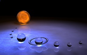 Солнечная система из капель воды