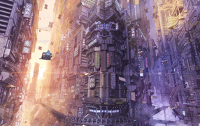 Город будущего в стиле стимпанк, работа художника ArseniXC