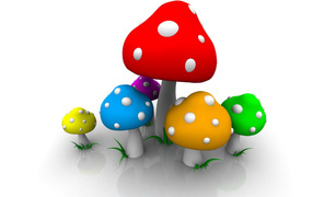 Семейка разноцветных мухоморов