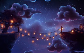 Ночные фонари на мосту