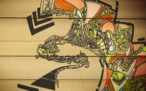 Рисунок на деревянной стене