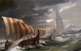 Корабли у Александрийского маяка, картина