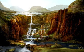 Ступенчатый водопад, рисунок