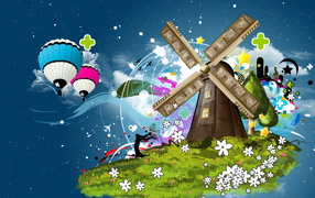 Ветреная мельница на острове