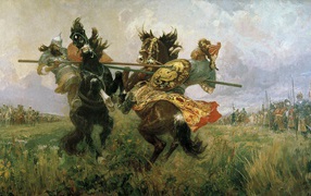 Painting Duel Peresvet with Chelubey of Kulikovo