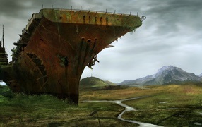 Авианосец в высохшем море