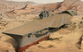 Авианосец в пустыне после засухи