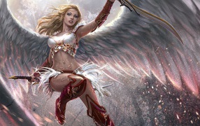 Девушка ангел с оружием в руках