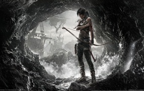 Лучница среди брызг в пещере