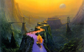 Канал среди гор фэнтези