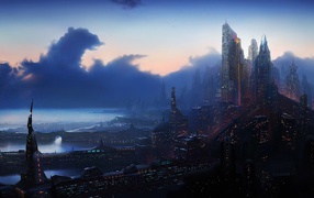 Фантастический город на берегу моря