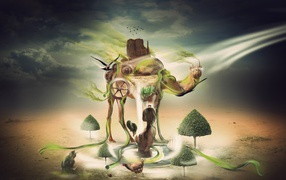 Фентези верблюд в пустыне