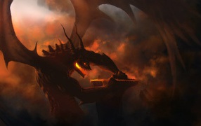 Огненный дракон разговаривает с человеком