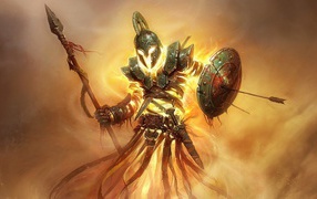 Огненный воин в греческих доспехах