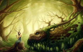 Лесная фея играет на свирели