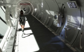 Девушка в переходе космической станции